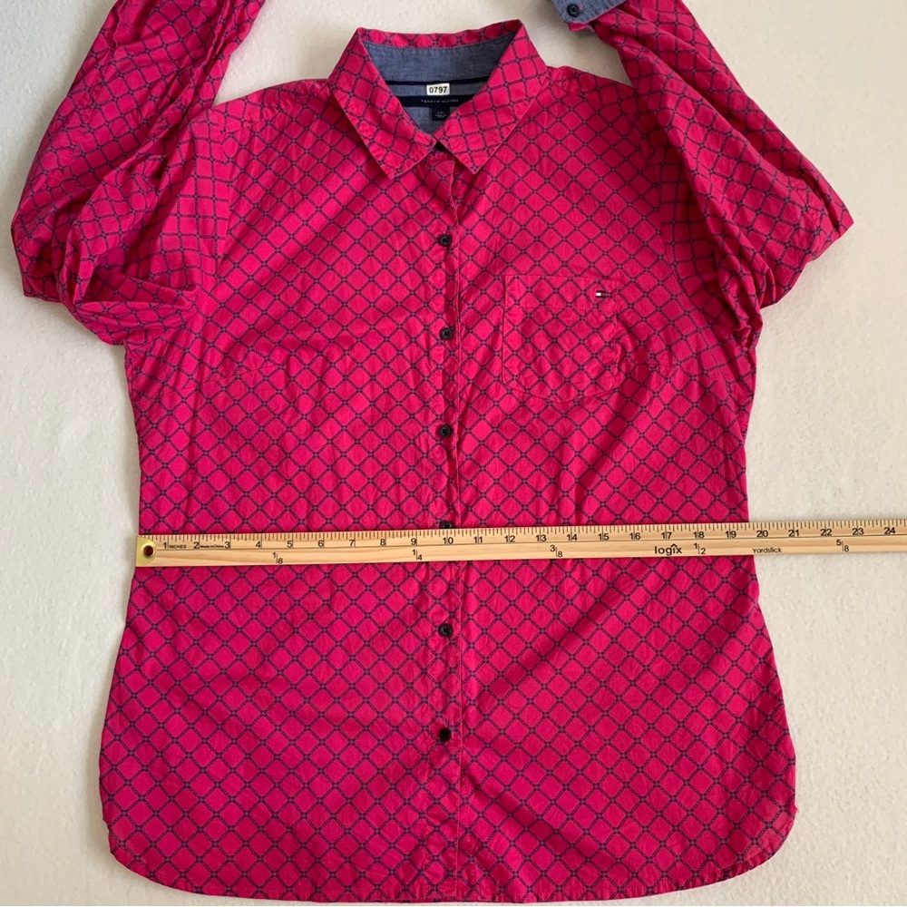 Tommy Hilfiger Women's Long Sleeve Button Up Classic Shirt Cotton Pink L *Flaw - Picture 10 of 16